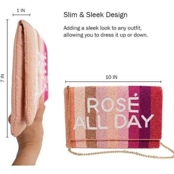 ROSE ALL DAY Clutch Purse for Wedding Day Beaded Clutch Purse for Bachelorette